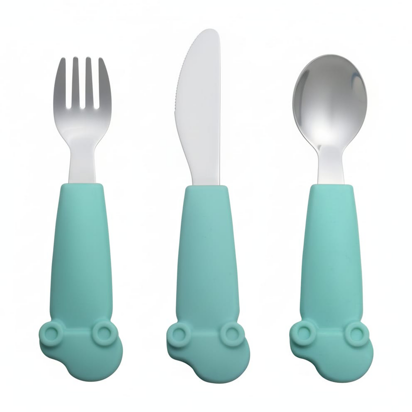 Kids Stainless Steel Silverware Set- Green White