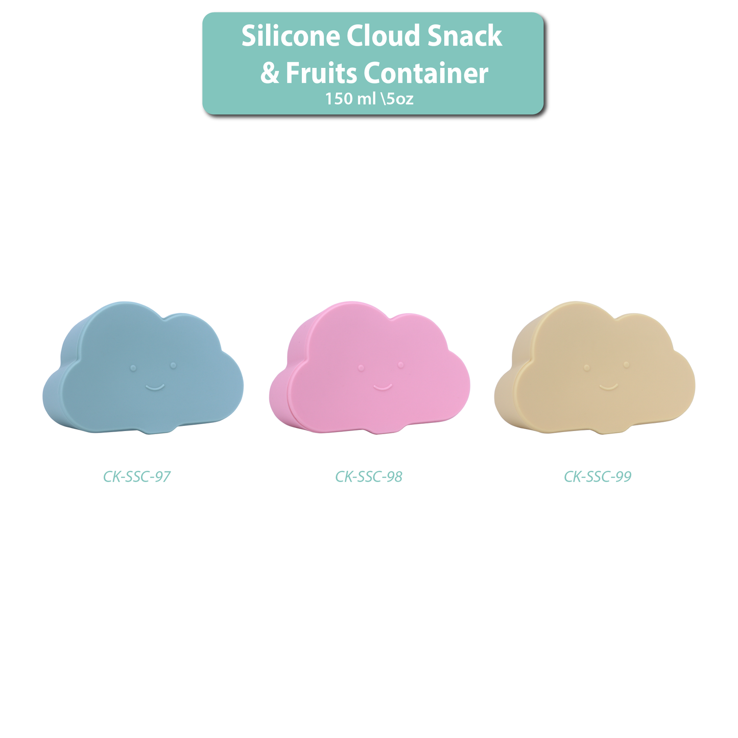 Silicone Snack & Fruits Container Blue Teal 150ML\5 OZ