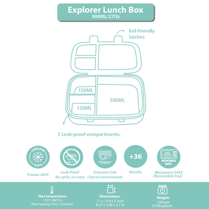 Explorer Lunch Box Purple Light Powder 800ML \27 OZ - Clevapirouette Friend