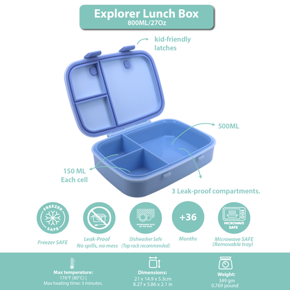 Explorer Lunch Box Blue Ice 800ML \27 OZ - ClevaTusk Friend