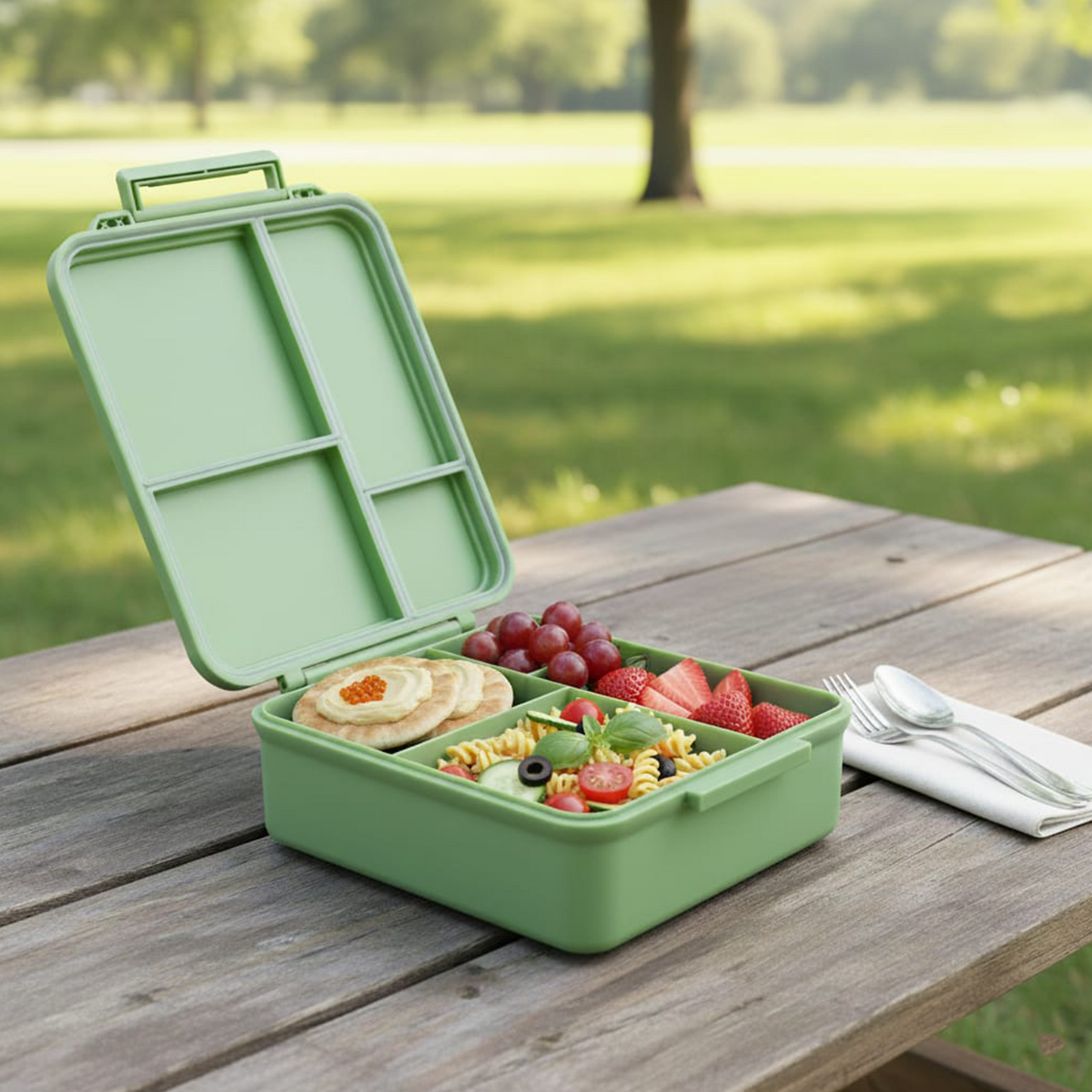 Mega Lunch Box Green Leaves 1600ML\54 OZ- ClevaGator Friend