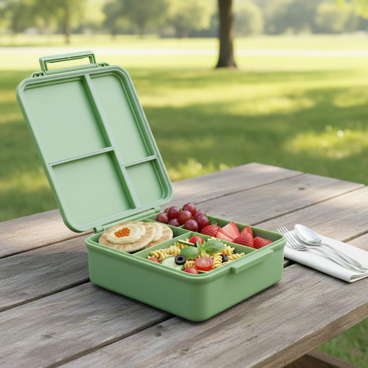 Mega Lunch Box Green Leaves 1600ML\54 OZ- ClevaGator Friend