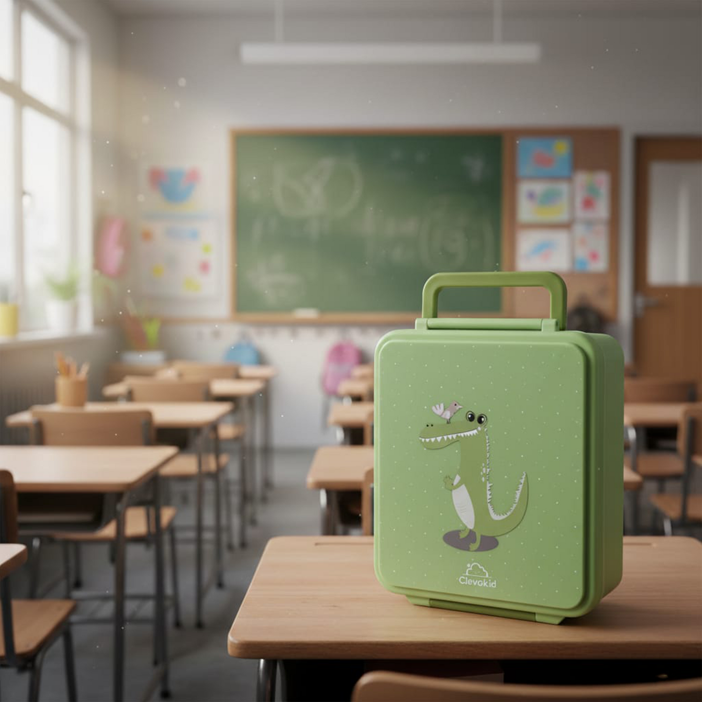 Mega Lunch Box Green Leaves 1600ML\54 OZ- ClevaGator Friend