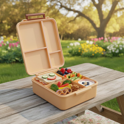 Mega Lunch Box Orange Light Peach 1600ML\54 OZ- ClevaOwlee Friend