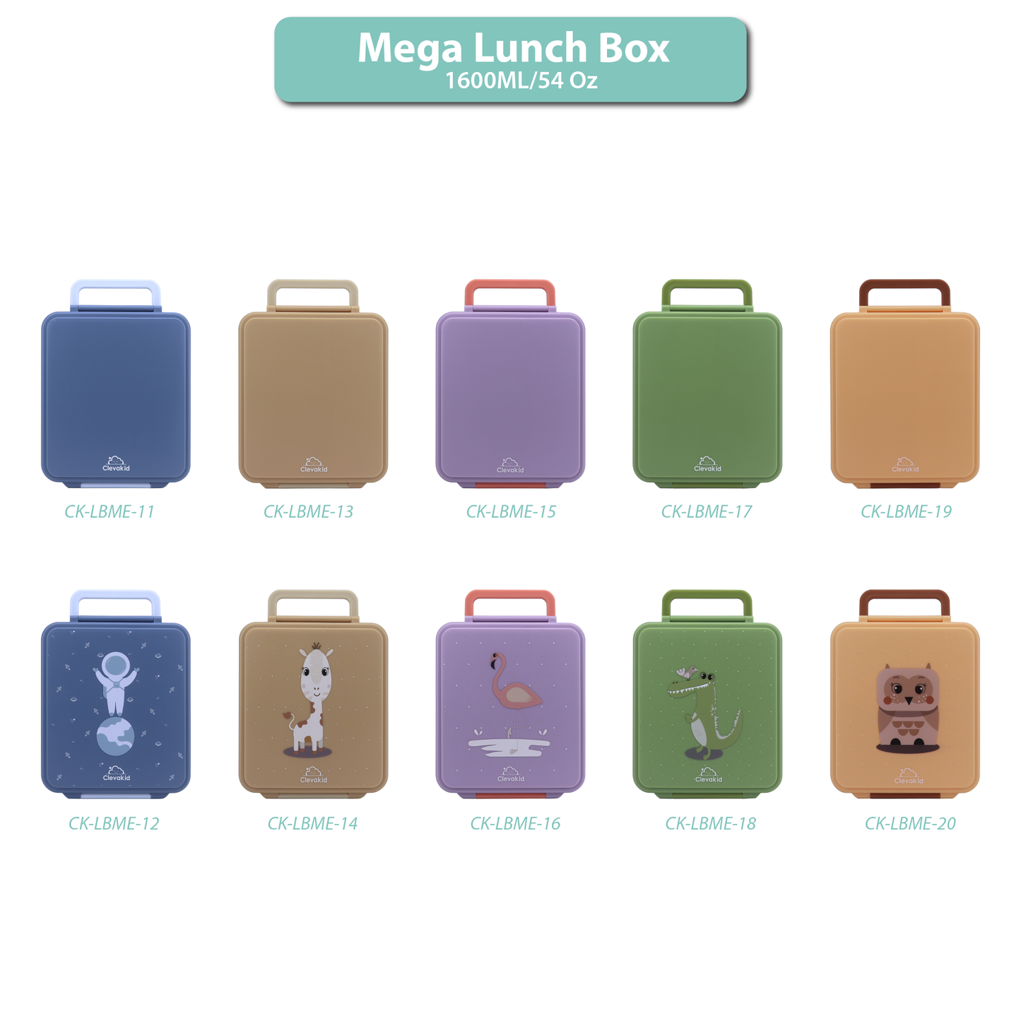 Mega Lunch Box Blue Turquoise 1600ML\54 OZ- ClevaAstroo Friend