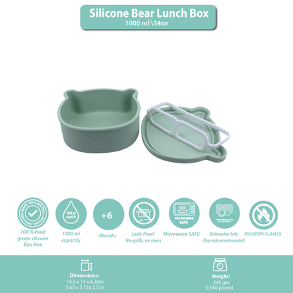 Silicone  Lunch Box Green Light Mint 1000ML\34 OZ