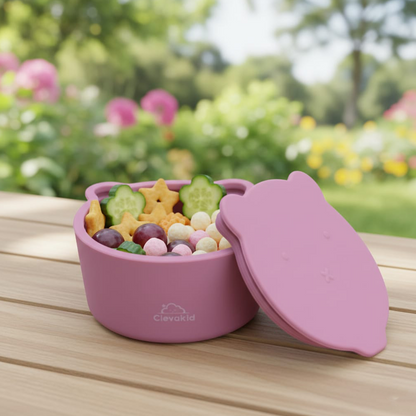 Silicone Snack & Fruits Container Brownish Pink 130ML\4.4 OZ