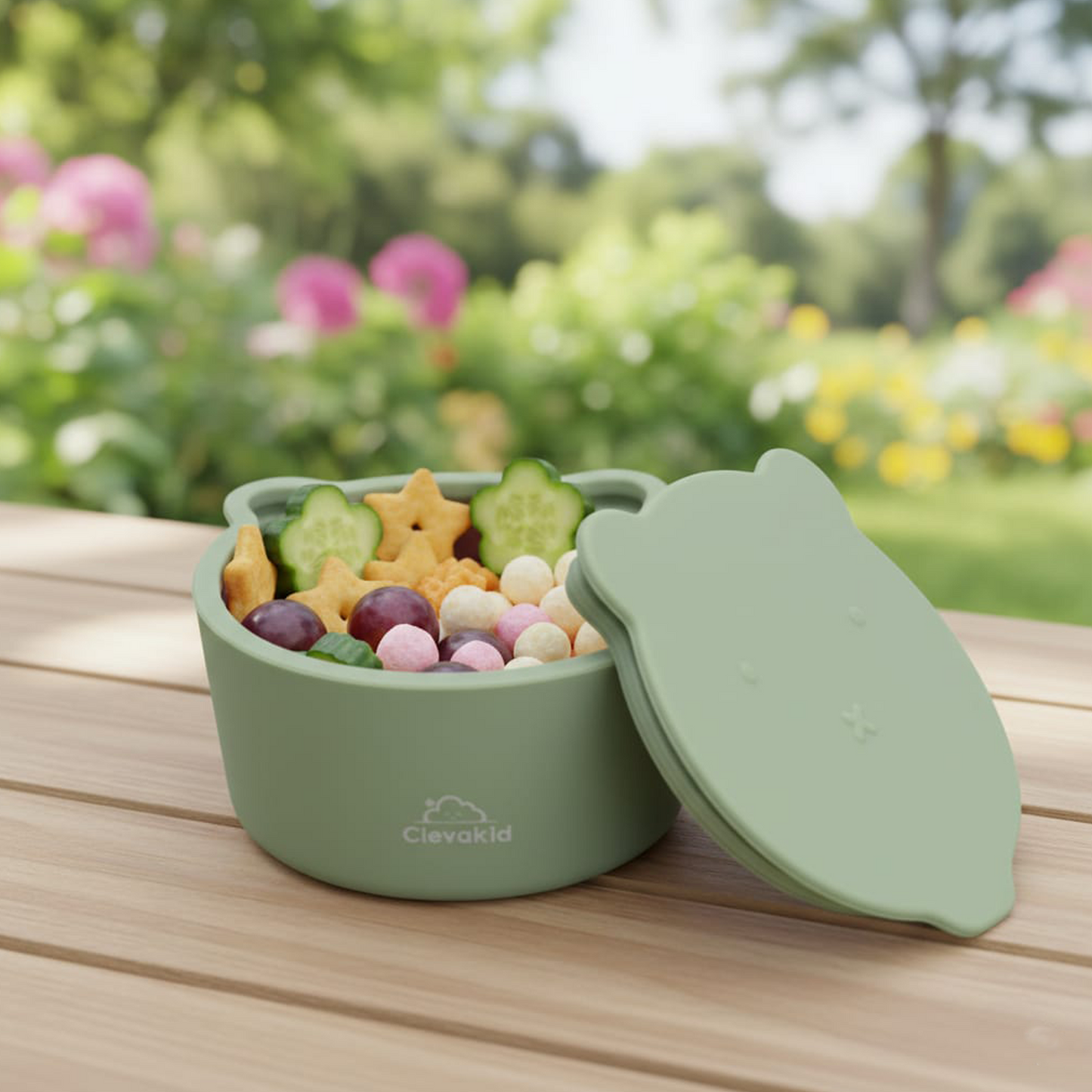 Silicone Snack & Fruits Container Green Olive 130ML\4.4 OZ