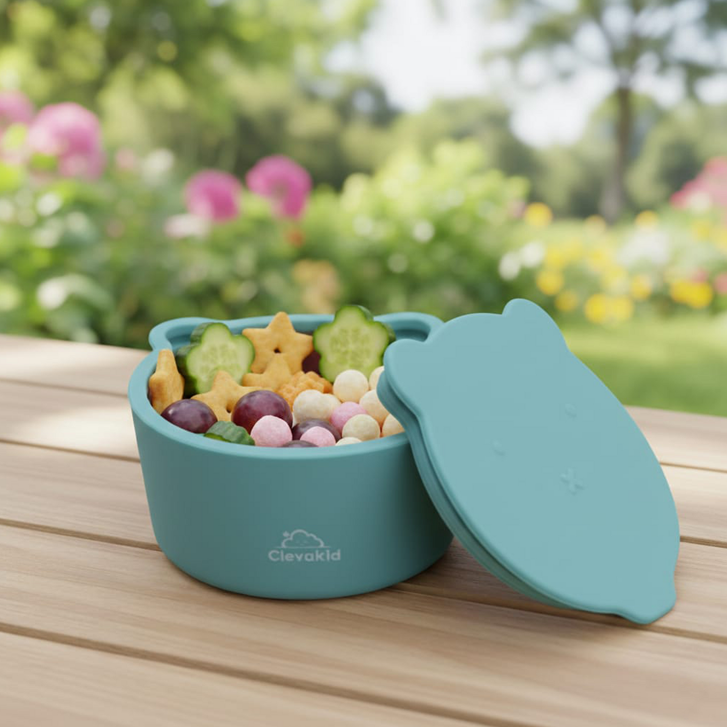 Silicone Snack & Fruits Container Blue Dark Teal 130ML\4.4 OZ
