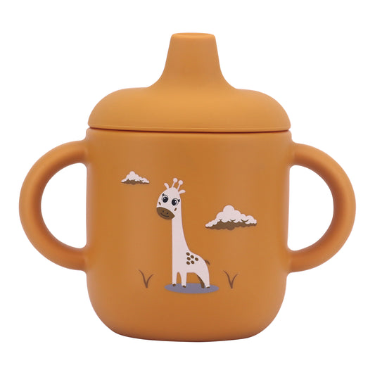 Silicone Baby Sippy Cup Orange Apricot -  180ML\6 OZ  - ClevaRaff Friend