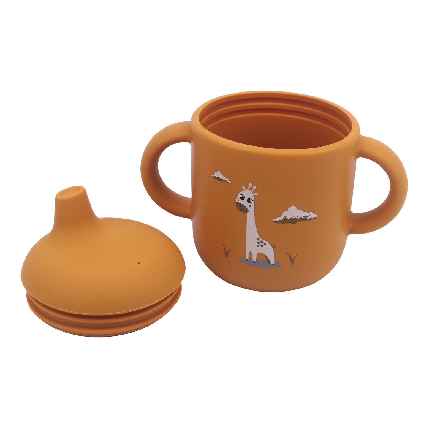Silicone Baby Sippy Cup Orange Apricot -  180ML\6 OZ  - ClevaRaff Friend
