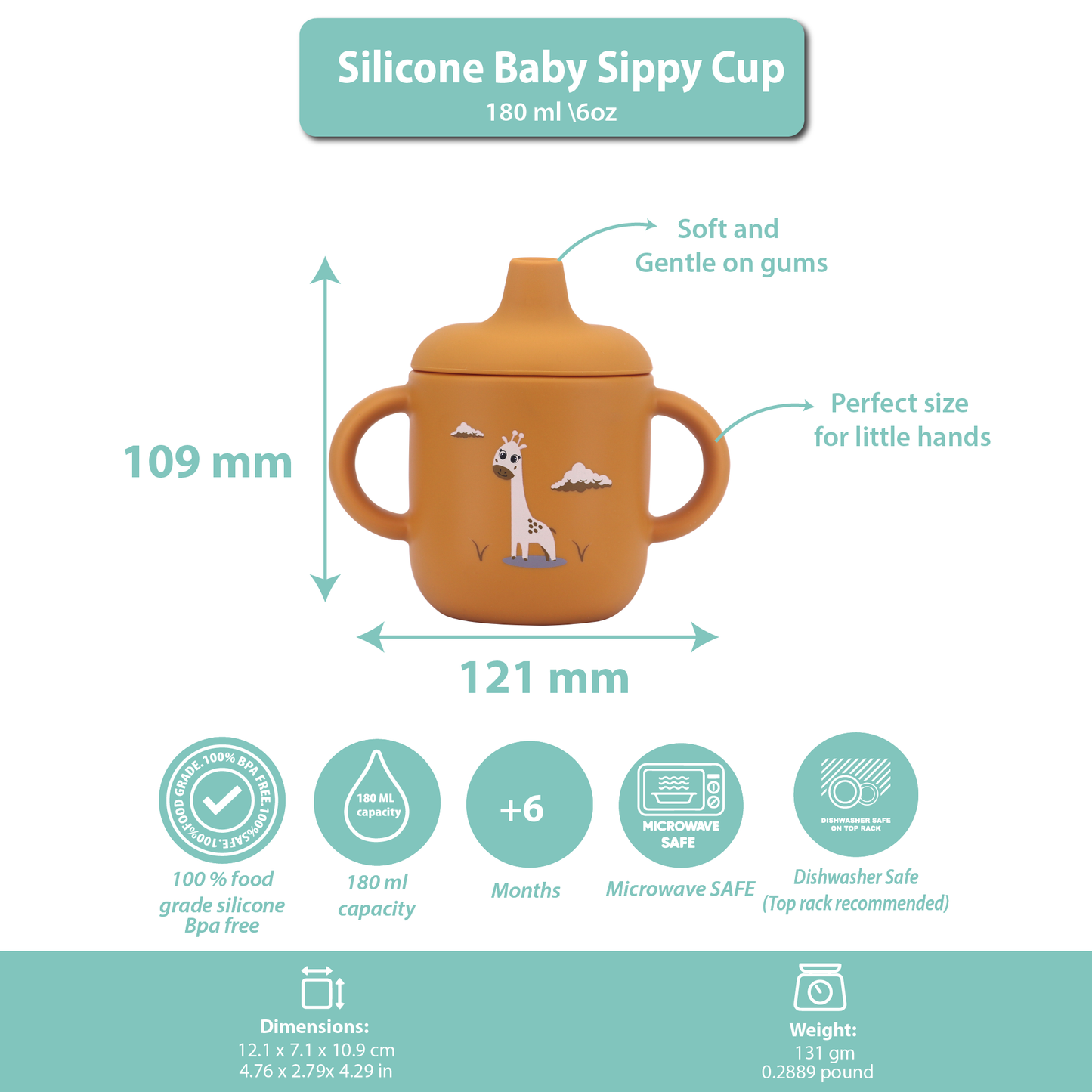 Silicone Baby Sippy Cup Orange Apricot -  180ML\6 OZ  - ClevaRaff Friend