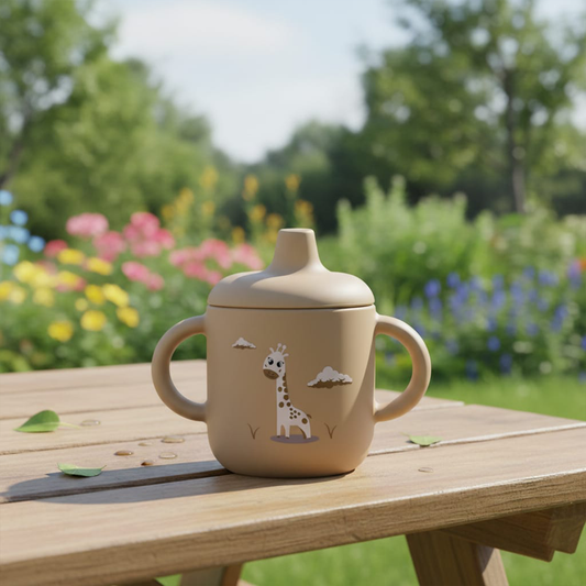 Silicone Baby Sippy Cup Brown Toffe  -  180ML\6 OZ  - ClevaRaff Friend