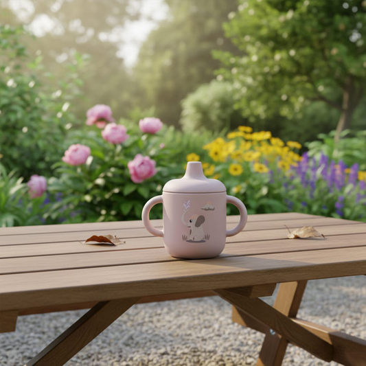 Silicone Baby Sippy Cup Light Pink -  180ML\6 OZ  - ClevaElphaa Friend