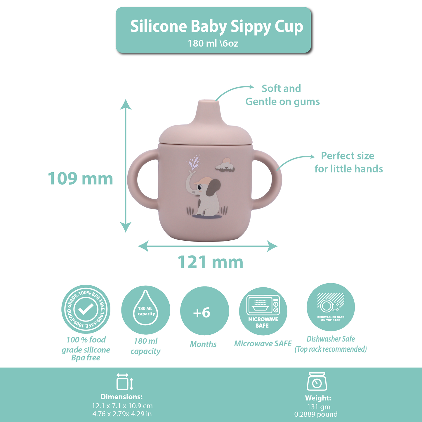 Silicone Baby Sippy Cup Light Pink -  180ML\6 OZ  - ClevaElphaa Friend