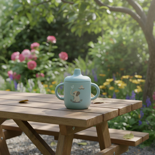 Silicone Baby Sippy Cup Blue Light -  180ML\6 OZ  - ClevaElphaa Friend