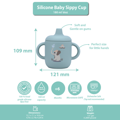 Silicone Baby Sippy Cup Blue Light -  180ML\6 OZ  - ClevaElphaa Friend