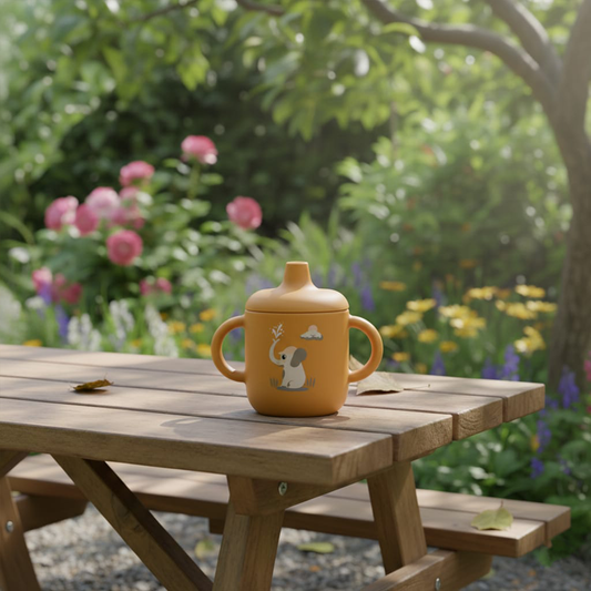 Silicone Baby Sippy Cup Orange Apricot -  180ML\6 OZ  - ClevaElphaa Friend