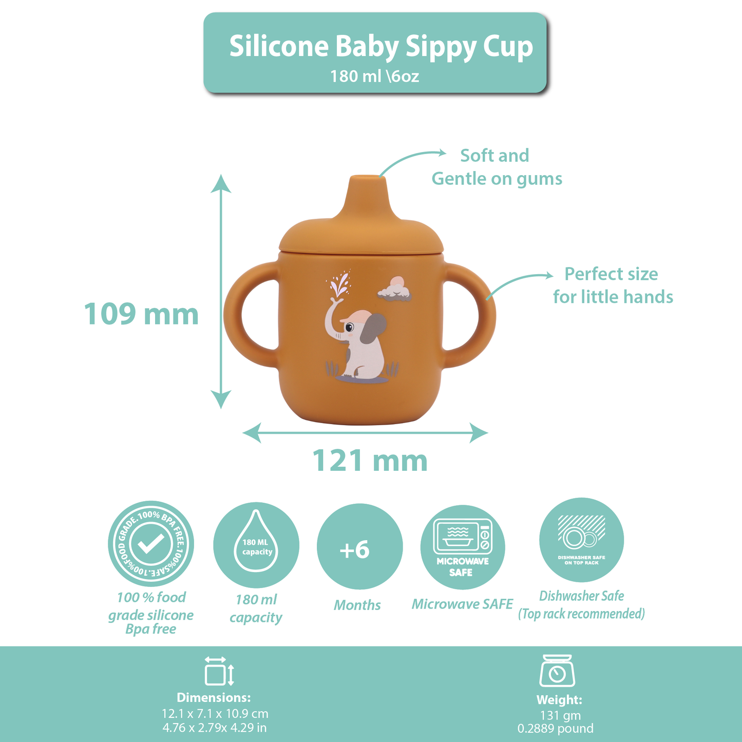 Silicone Baby Sippy Cup Orange Apricot -  180ML\6 OZ  - ClevaElphaa Friend