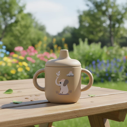 Silicone Baby Sippy Cup Brown Toffee -  180ML\6 OZ  - ClevaElphaa Friend