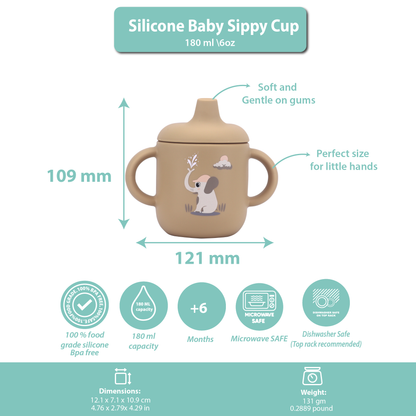 Silicone Baby Sippy Cup Brown Toffee -  180ML\6 OZ  - ClevaElphaa Friend