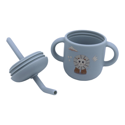 Silicone Training Cup with Straw Baby Blue -  180ML\6 OZ  - ClevaKingee Friend