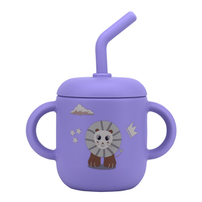 Silicone Training Cup with Straw Purple Lavender -  180ML\6 OZ  - ClevaKingee Friend