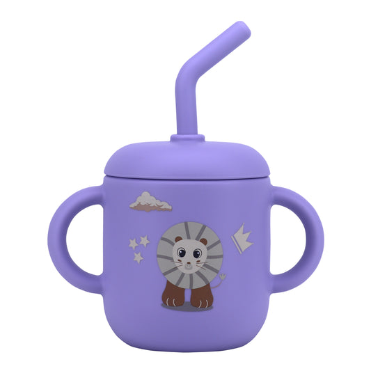 Silicone Training Cup with Straw Purple Lavender -  180ML\6 OZ  - ClevaKingee Friend