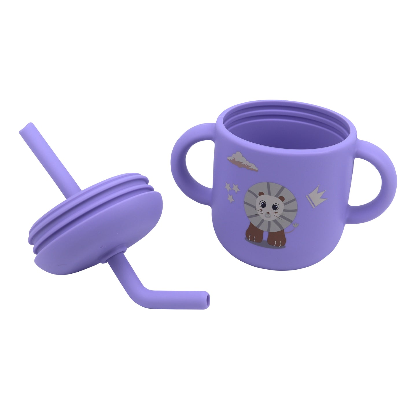 Silicone Training Cup with Straw Purple Lavender -  180ML\6 OZ  - ClevaKingee Friend