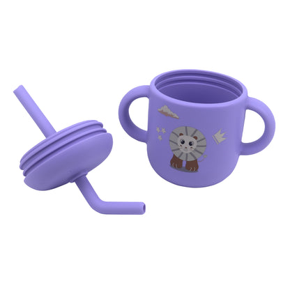 Silicone Training Cup with Straw Purple Lavender -  180ML\6 OZ  - ClevaKingee Friend