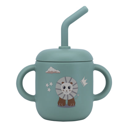 Silicone Training Cup with Straw Green Mint -  180ML\6 OZ  - ClevaKingee Friend