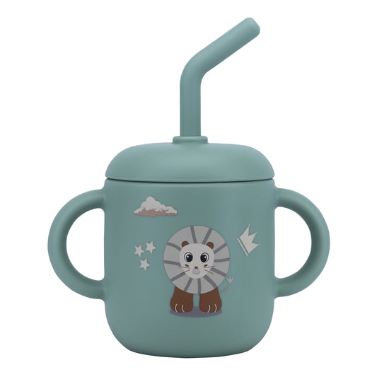 Silicone Training Cup with Straw Green Mint -  180ML\6 OZ  - ClevaKingee Friend