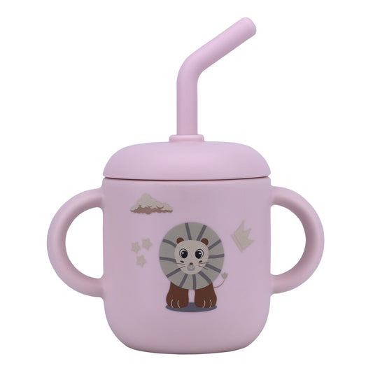 Silicone Training Cup with Straw Red Rose -  180ML\6 OZ  - ClevaKingee Friend