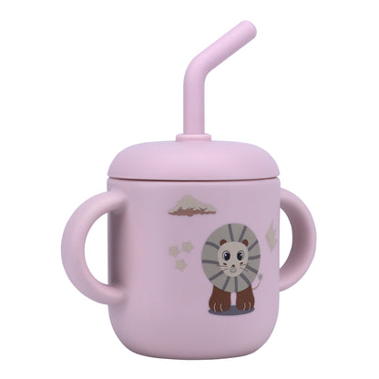 Silicone Training Cup with Straw Red Rose -  180ML\6 OZ  - ClevaKingee Friend