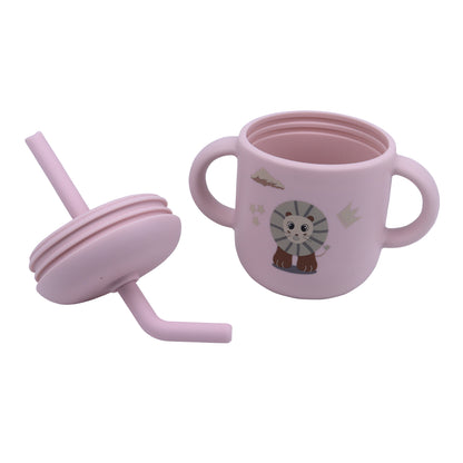 Silicone Training Cup with Straw Red Rose -  180ML\6 OZ  - ClevaKingee Friend