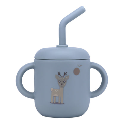 Silicone Training Cup with Straw Baby Blue -  180ML\6 OZ  - ClevaZaal Friend