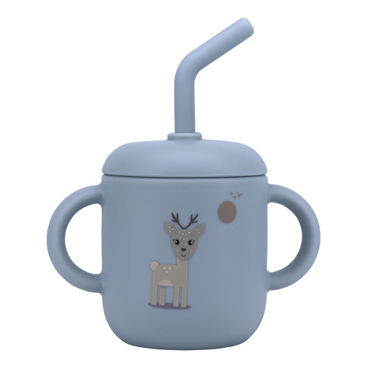 Silicone Training Cup with Straw Baby Blue -  180ML\6 OZ  - ClevaZaal Friend
