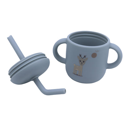 Silicone Training Cup with Straw Baby Blue -  180ML\6 OZ  - ClevaZaal Friend