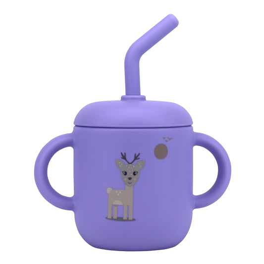 Silicone Training Cup with Straw Purple Lavender -  180ML\6 OZ  - ClevaZaal Friend