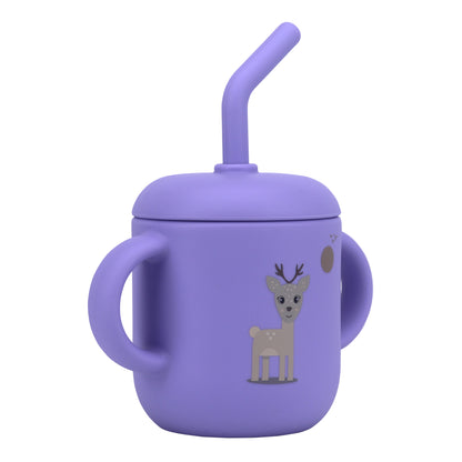 Silicone Training Cup with Straw Purple Lavender -  180ML\6 OZ  - ClevaZaal Friend