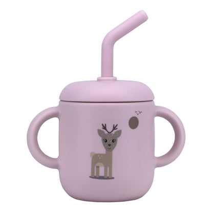 Silicone Training Cup with Straw Red Rose -  180ML\6 OZ  - ClevaZaal Friend