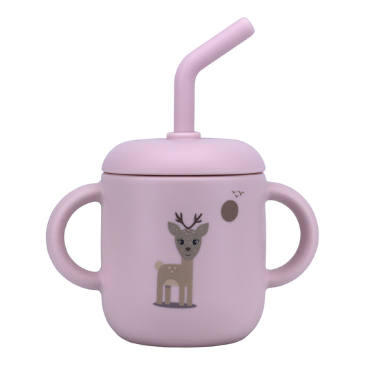 Silicone Training Cup with Straw Red Rose -  180ML\6 OZ  - ClevaZaal Friend