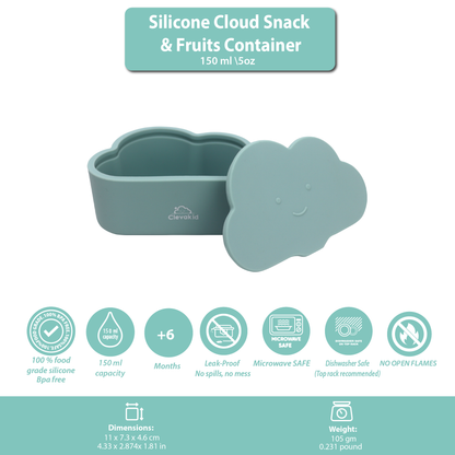 Silicone Snack & Fruits Container Blue Teal 150ML\5 OZ