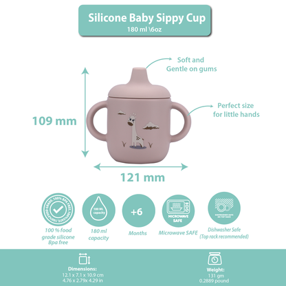 Silicone Baby Sippy Cup Light Pink -  180ML\6 OZ  - ClevaRaff Friend