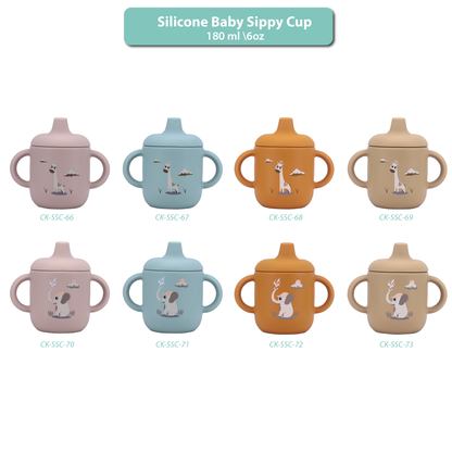 Silicone Baby Sippy Cup Light Pink -  180ML\6 OZ  - ClevaElphaa Friend