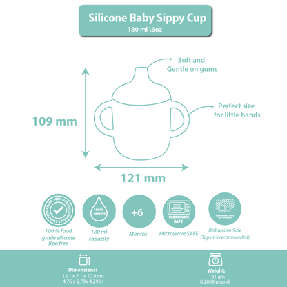 Silicone Baby Sippy Cup Blue Light -  180ML\6 OZ  - ClevaRaff Friend