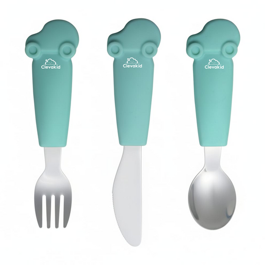 Kids Stainless Steel Silverware Set- Green White