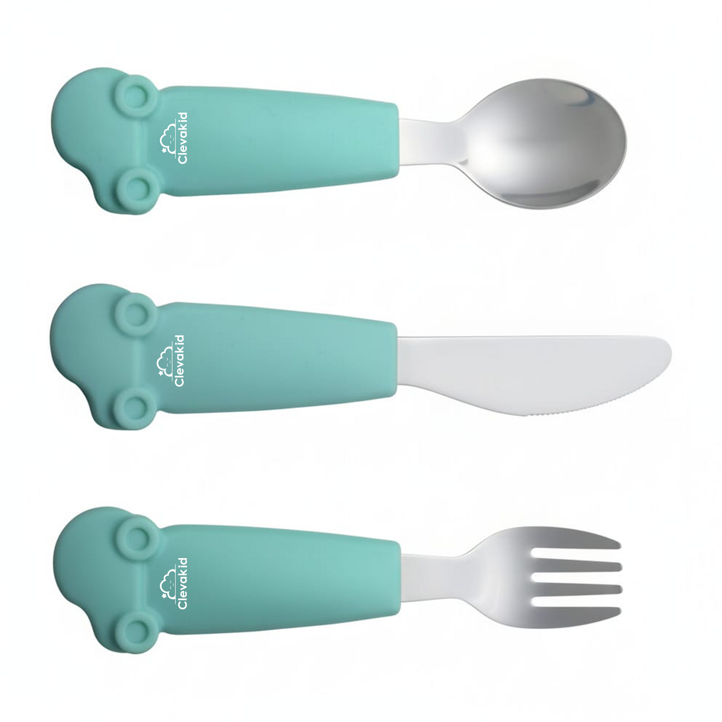 Kids Stainless Steel Silverware Set- Green White