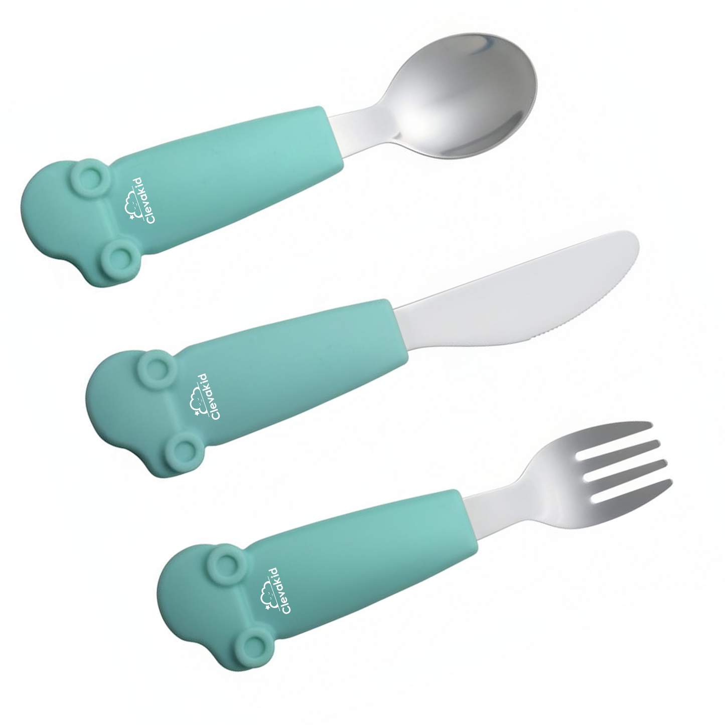Kids Stainless Steel Silverware Set- Green White