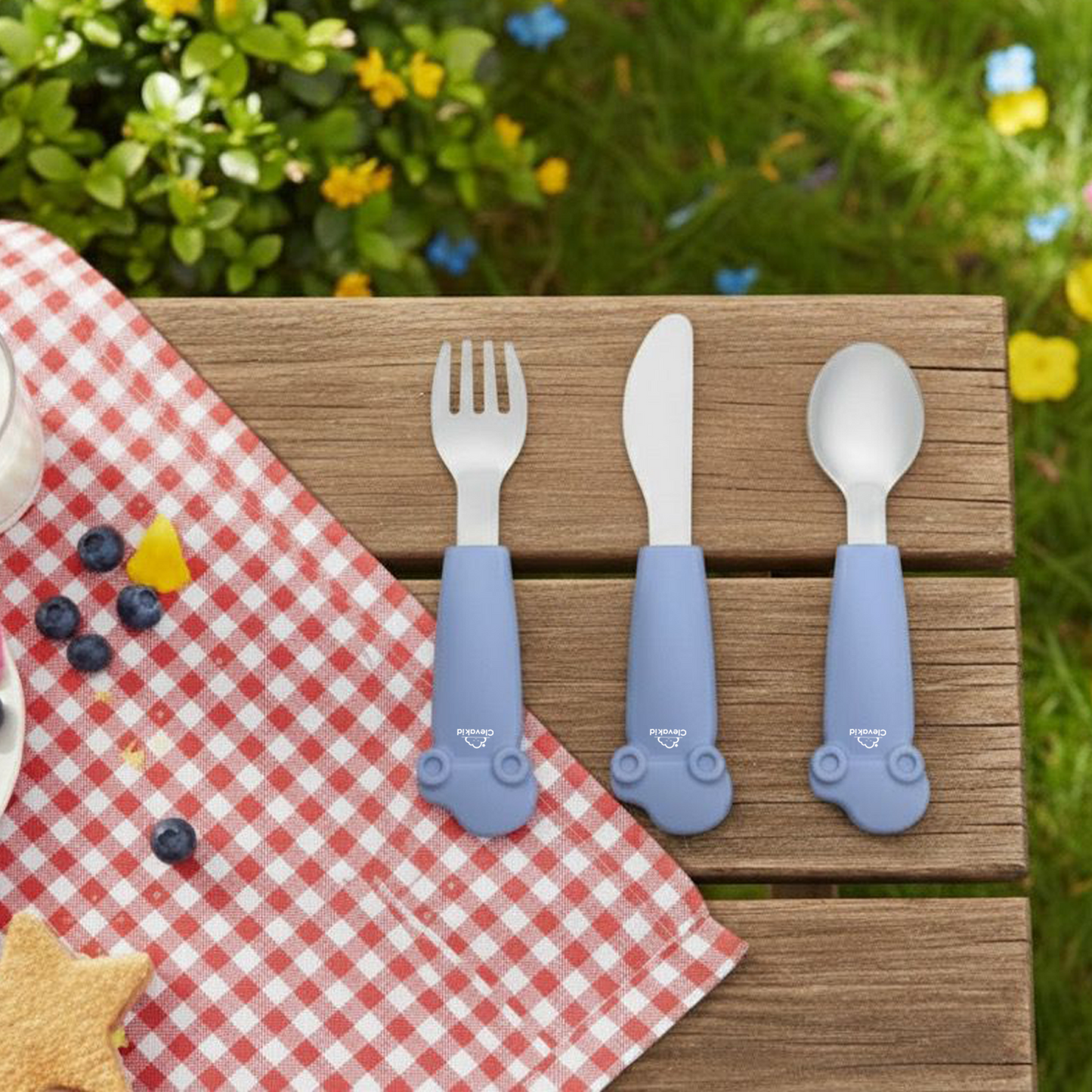 Kids Stainless Steel Silverware Set- Blue